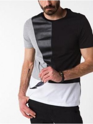 T-shirt, cu aplicelor din piele