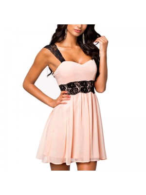 Rochie de sifon garnisit cu dantelă Rochie de sifon garnisit cu dantelă