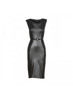 Rochie din bumbac si piele