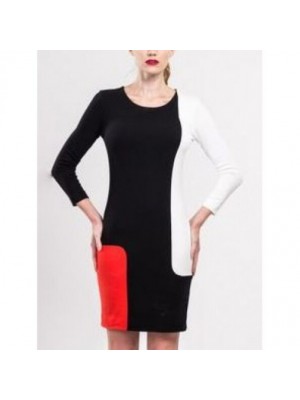 Rochie tricotata in trei culori