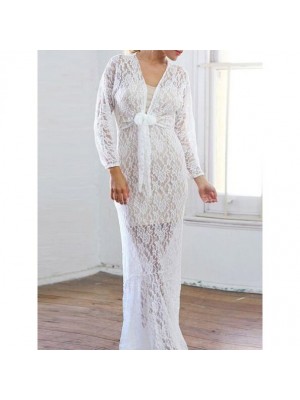 Rochie lunga cu dantela alba Rochie lunga cu dantela alba