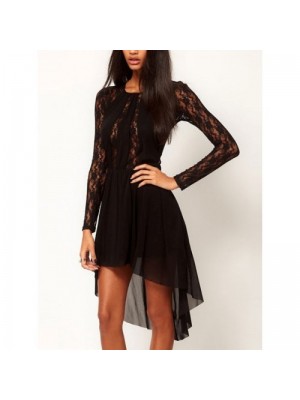 Rochie neagra cu sifon si dantela Rochie neagra cu sifon si dantela