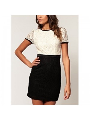 Rochie din dantela doua culori Rochie din dantela doua culori